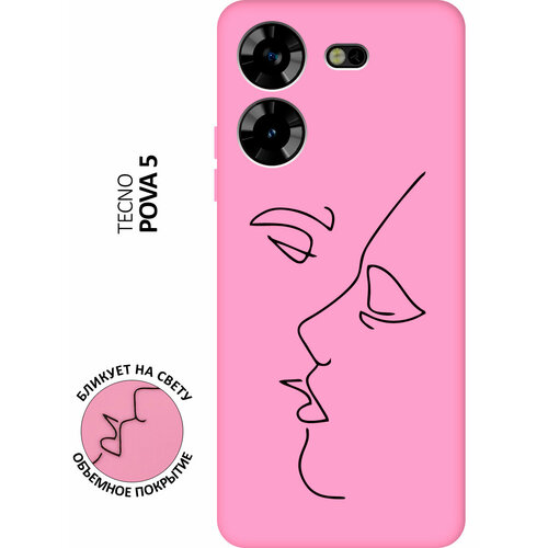 Матовый чехол Faces для Tecno Pova 5 / Техно пова 5 с 3D эффектом розовый матовый чехол rain для tecno pova 5 техно пова 5 с 3d эффектом мятный