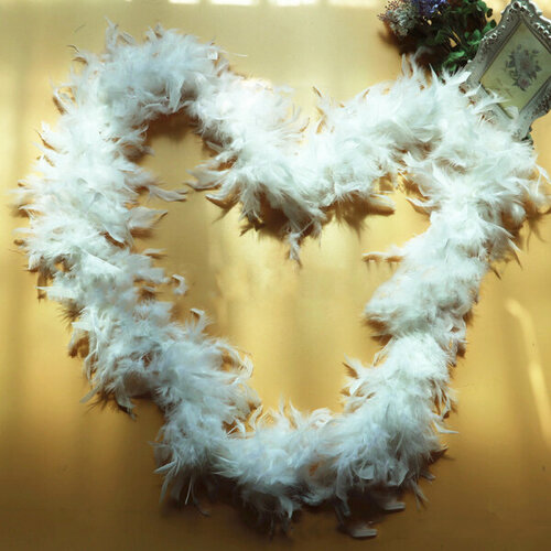 фото Карнавальное боа шарф из перьев пушистый, цвет белый, 200 см, 80 г happy pirate