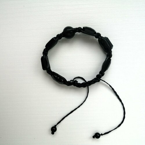 фото Браслет, стекло, агат, черный нет бренда