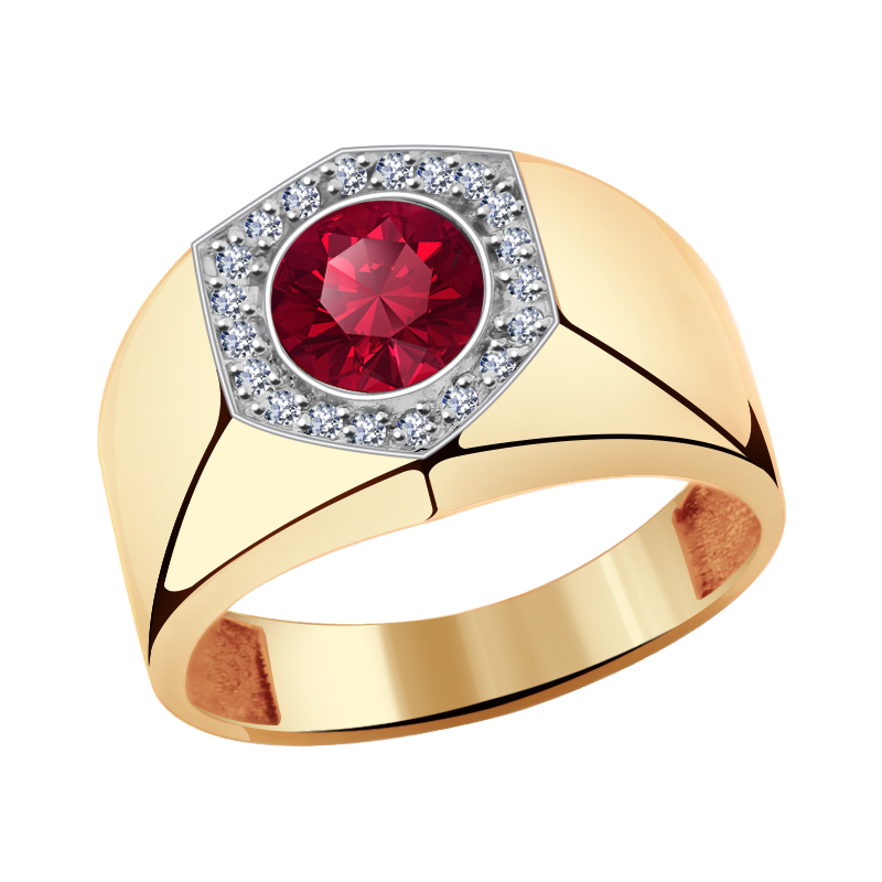 Кольцо Diamant online, золото, 585 проба, корунд, фианит