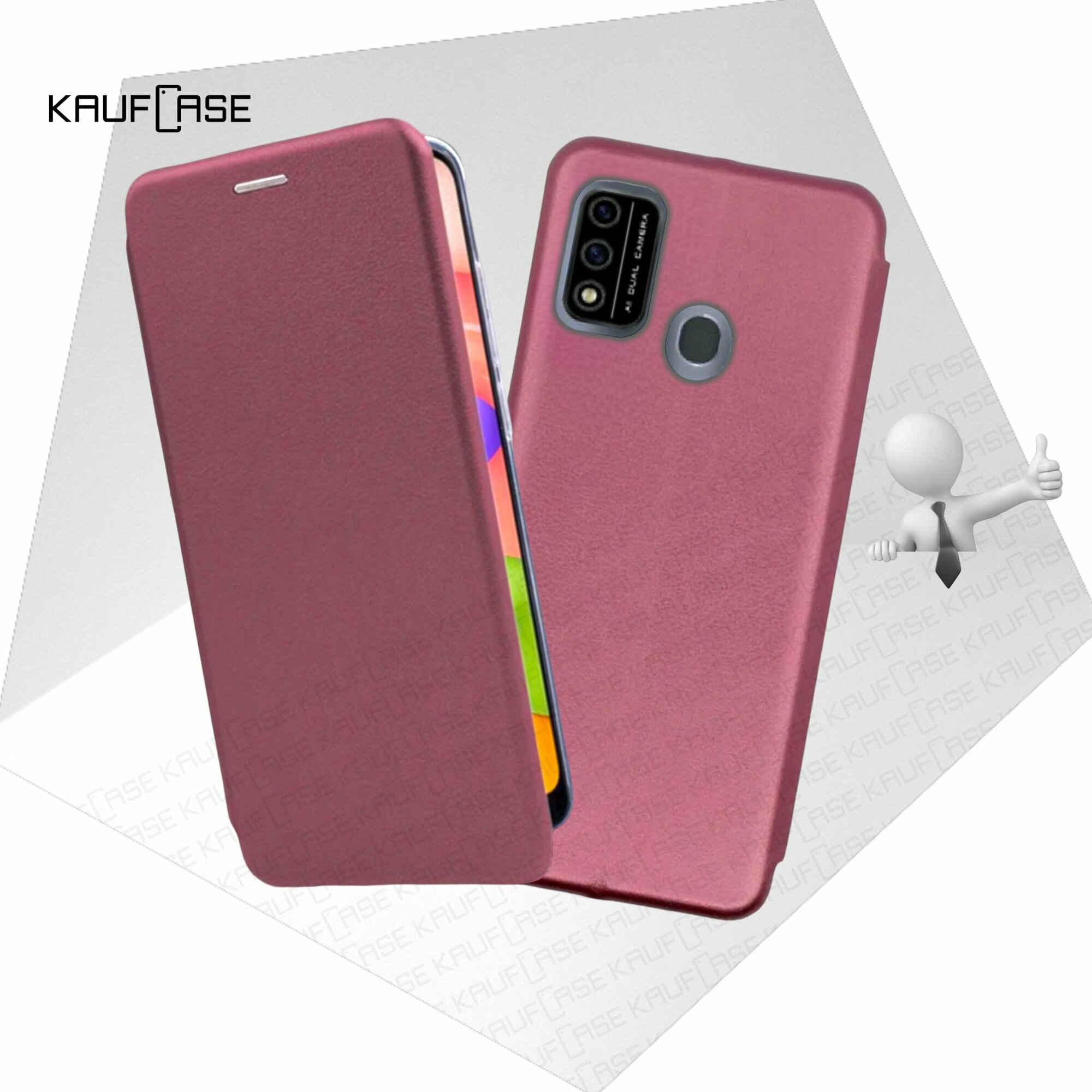 Чехол книжка KaufCase для телефона Itel A48 (L6006) (6.1"), бордовый. Трансфомер