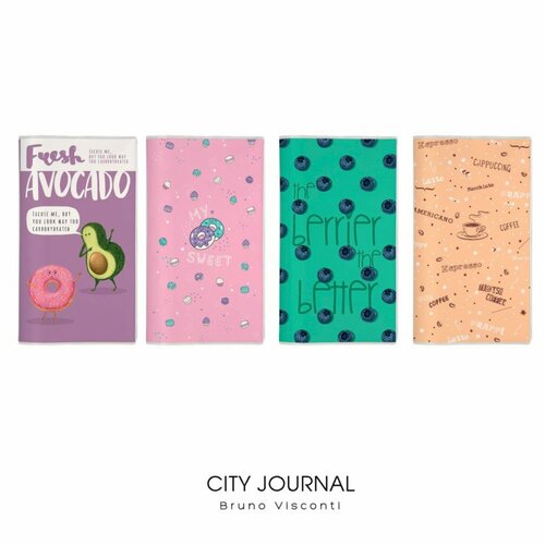 Записная книжка А6, 64 листа в линейку City Journal, интегральная обложка, микс