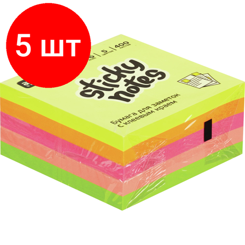 Комплект 5 штук, Стикеры Attache Selection куб 76х76, радуга 400 л