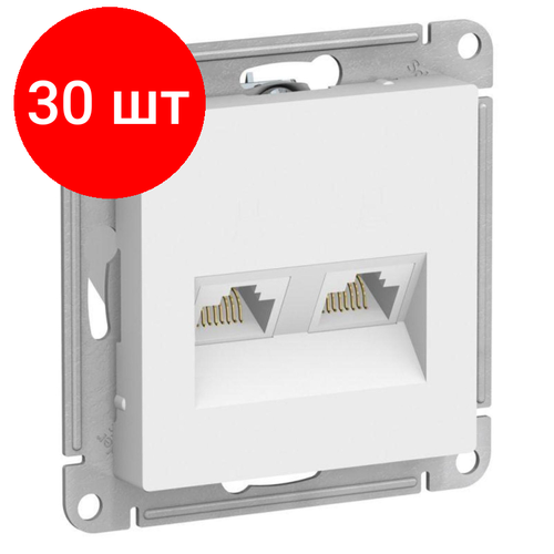 Комплект 30 штук, Розетка 2-ая комп. RJ45+RJ45 кат.5E SE AtlasDesign Белый (ATN000185)