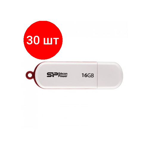 Комплект 30 штук, Флеш-память Silicon Power LuxMini 320, 16Gb, USB 2.0, бел, SP016GBUF2320V1W