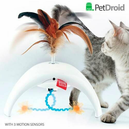 интерактивная игрушка для кошек gigwi petdroid со звуковым чипом 14 см GiGwi PetDroid Интерактивная игрушка для кошек Фезер Спиннер