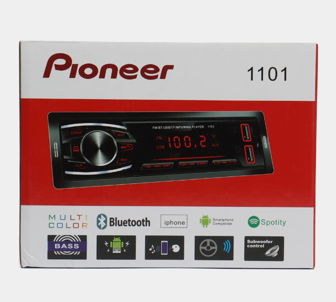 Pioneer с Bluetooth, красной подсветкой и 2-мя USB-портами