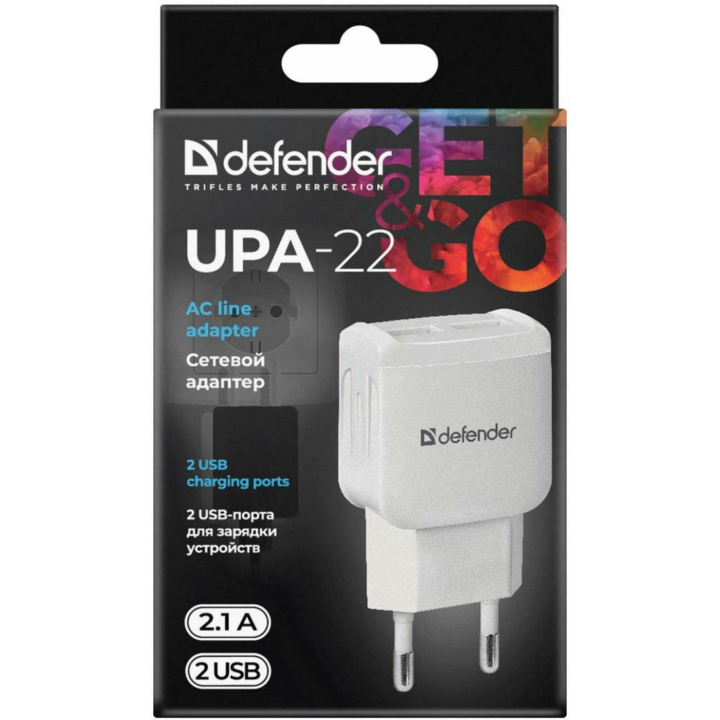 Сетевое зарядное устройство DEFENDER UPA-22, 2xUSB, 2.1A, черный - фото №20