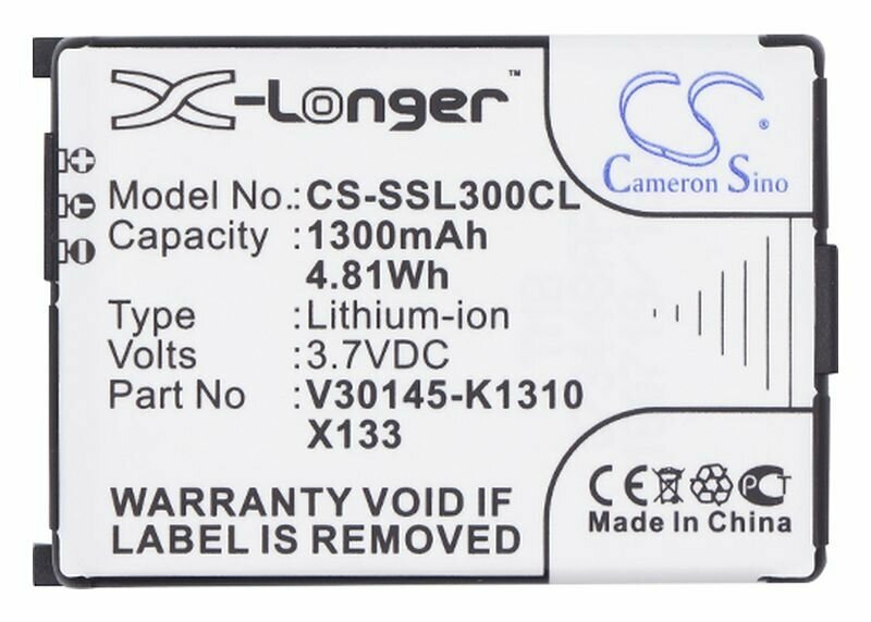 Аккумулятор Cameron Sino для телефона Siemens C35, S35, M35, S46, Gigaset 4000 Micro, p/n: V30145-K1310-X127, V30145-K1310-X132, 1300мАч — фото 5
