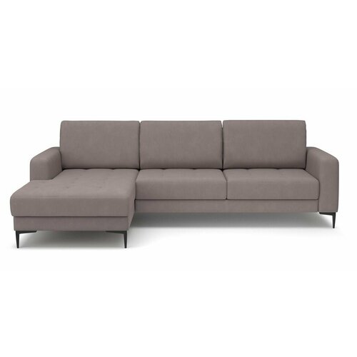 Угловой диван-кровать PUSHE раскладной Пьер, левый угол, велюр, коричневый Formula 290