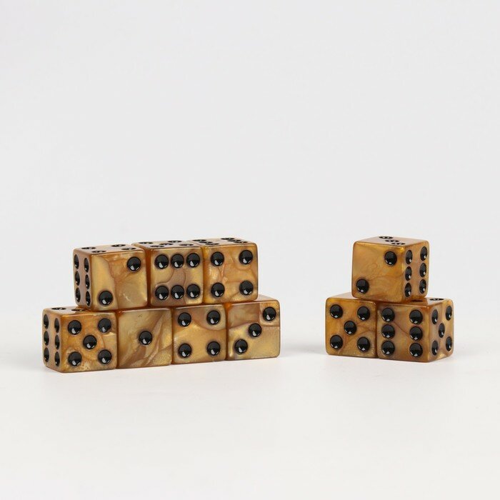 Набор кубиков игральных "Время игры", 10 шт, 1.6 х 1.6 см, золото