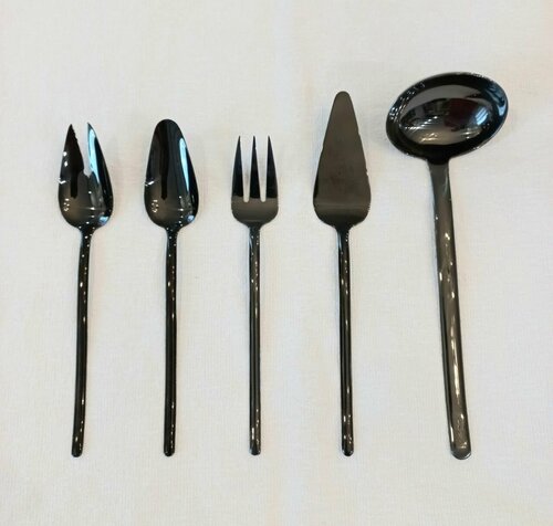 Набор из 5 предметов Herdmar STICK SERVING SET BLACK цвет черный (половник, сервировочные вилка, ложка, ложка для салата, лопатка) подарочная коробка