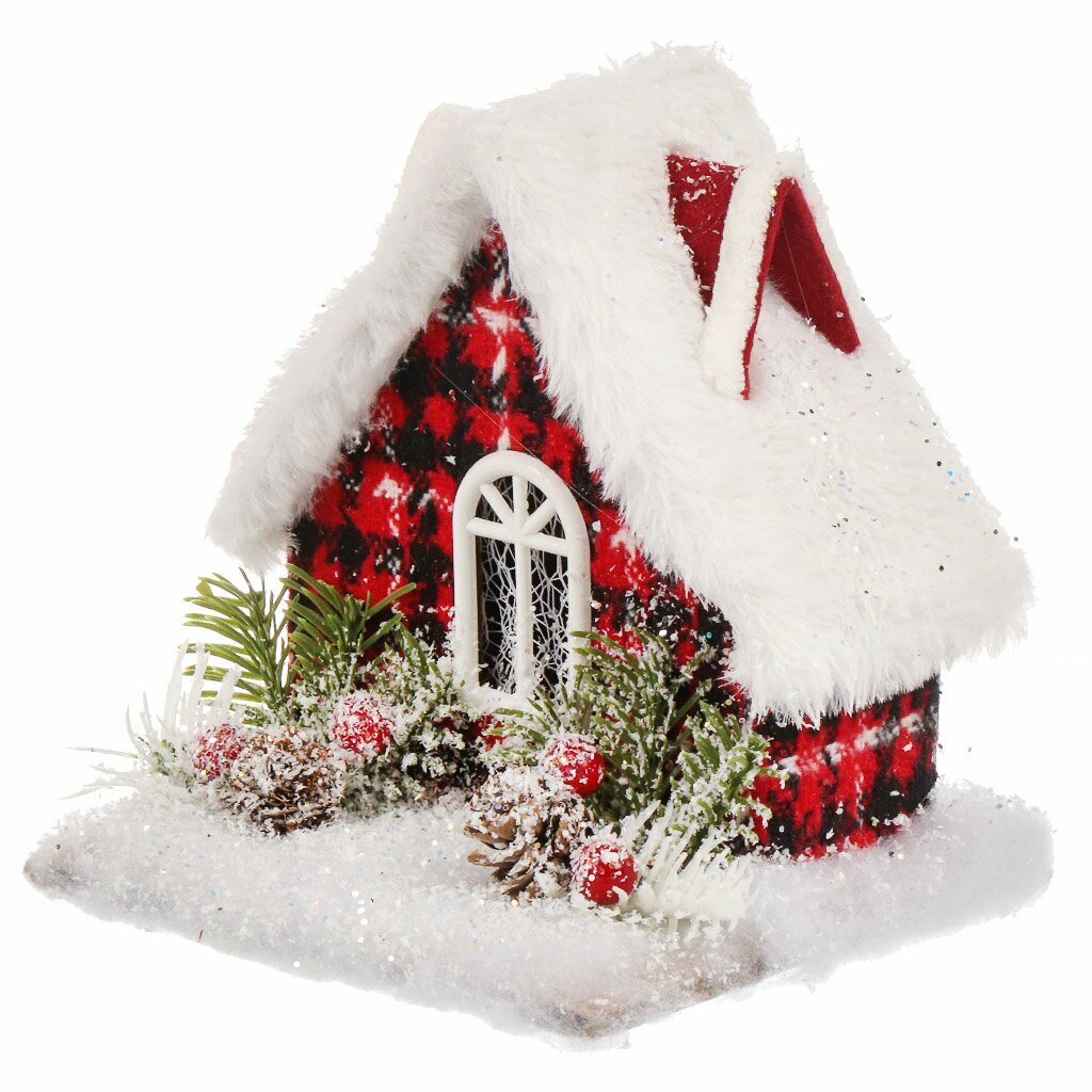 фото Фигурка декоративная Дом в снегу, 15х13.5х15 см, красная,