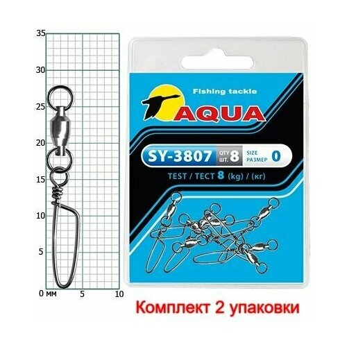 карабин с вертлюгом aqua sy 3022 12 2 упк по 8 шт Карабин с вертлюгом AQUA SY-3807 №0 (2 упк. по 8 шт.)