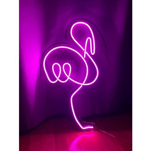 Светодиодный неоновый светильник PJ Neon Фламинго, 60х33 см, розовый