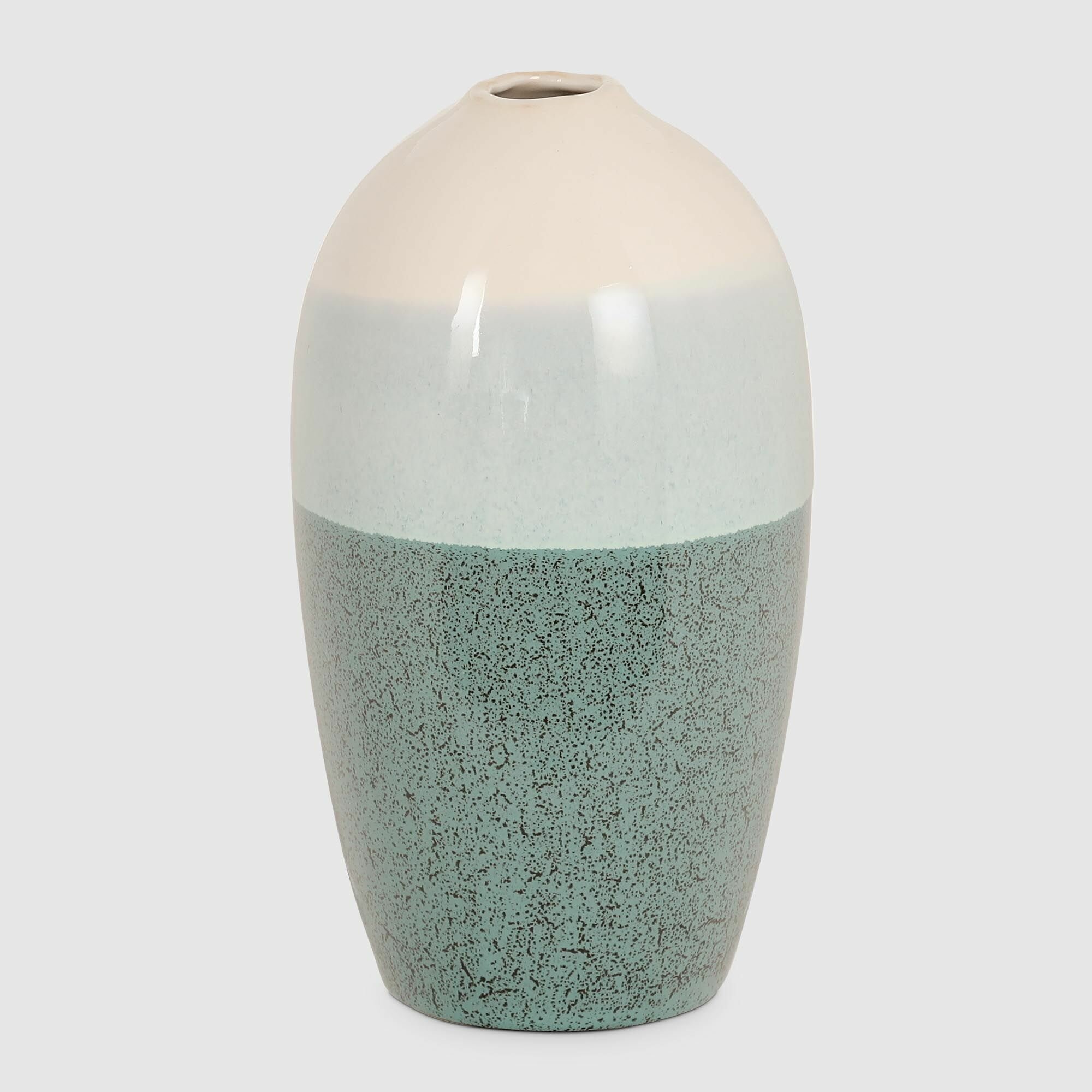 фото Ваза для цветов Eurasia Group фарфоровая зеленая 12.5x12.5x23 см