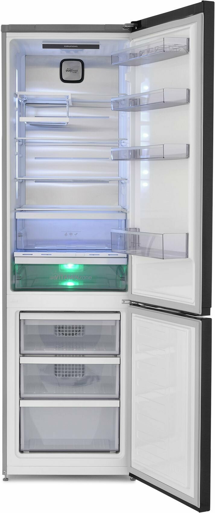 Двухкамерный холодильник Grundig GKPN669307FB, No Frost, черный сапфир - фотография № 7