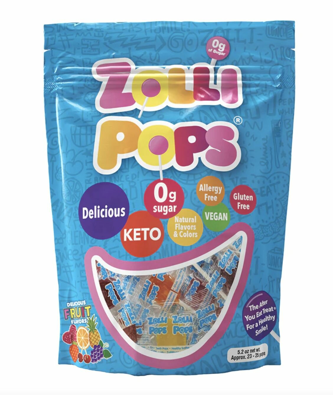 Zollipops The Clean Teeth Pops Фруктовое ассорти 147гр (23-25шт) - фотография № 1