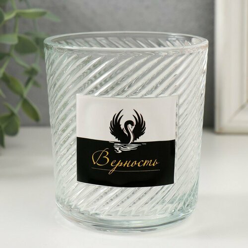SUI Банка для свечей стекло Верность Лебедь прозрачная 350 мл 85х85х10 см 493₽