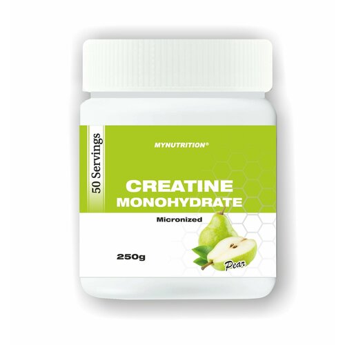 фото Креатин моногидрат порошок / creatine monohydrate, 50 порций, вкус-груша, банка 250 гр. mynutrition