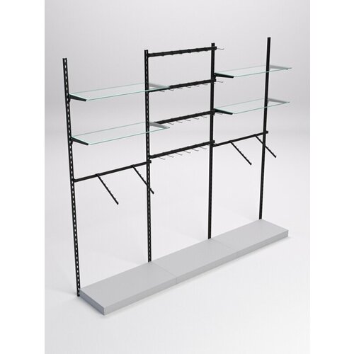 Настенная система с подиумами и стекл полками для одежды и под крючки LOFT 4-1 Серый 270 x 45 x 240 см ДхШхВ 19227₽