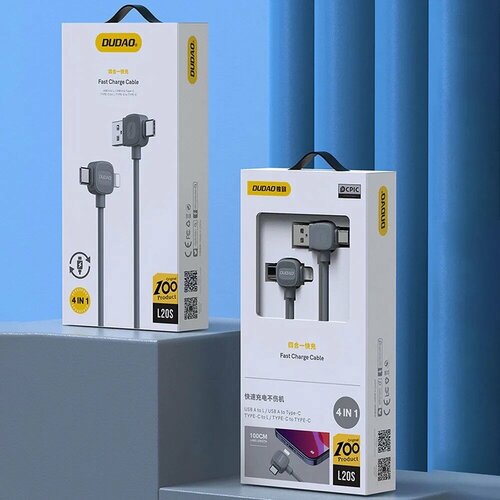 Кабель зарядки L20S 4-i-1 Fast Charge Kabel - 1m USB-A USB-C Lightning