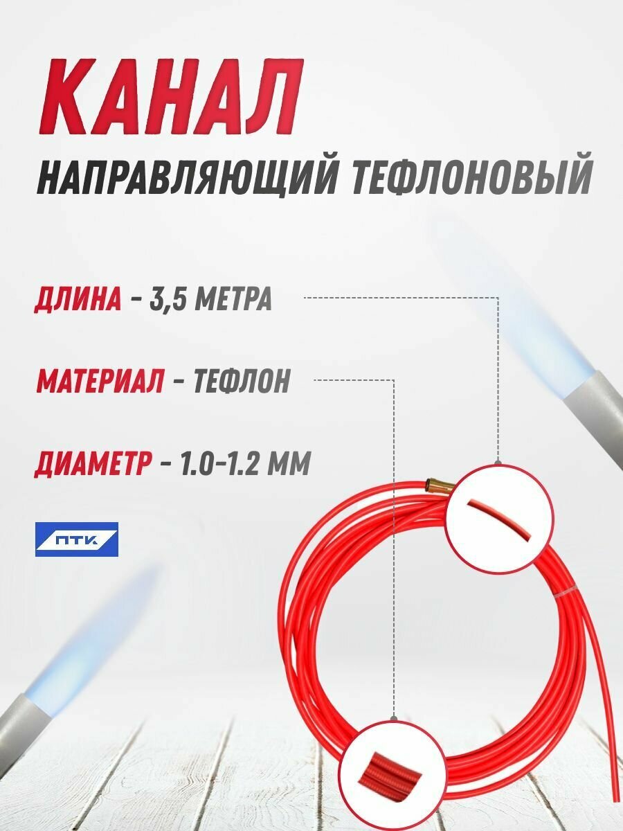 Канал направляющий тефлон 3,5м Красный (1,0-1,2мм) OMS2020-03 ПТК