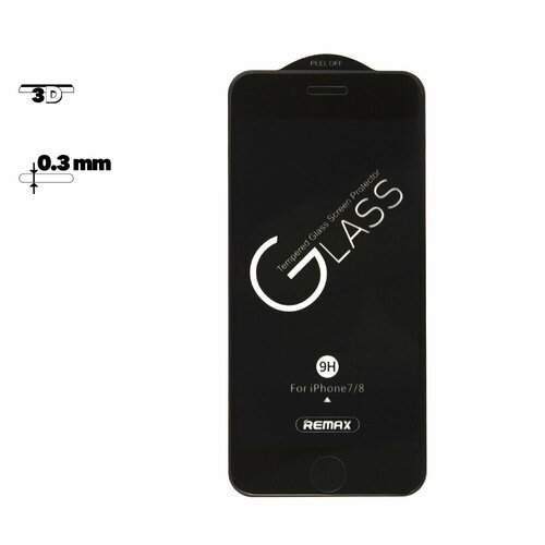 Защитное стекло Remax GL-27 Medicine для смартфона Apple iPhone 7, 8, SE2, 3D, 0.3мм, 9H, черная рамка защитное стекло harper sp gl iph7p для apple iphone 7 plus прозрачный