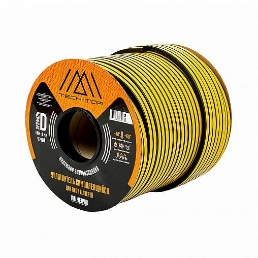 Уплотнитель Tech Top  промышленный  самоклеящийся  D профиль  черный  9х8 мм