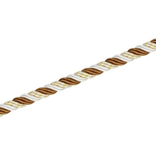 Кант С тесьмой 8 мм, мебельный декоративный мягкой мебели классической линейки, (тип 1.3) цвет коричневый / золотой / белый, на отрез, 10 метров