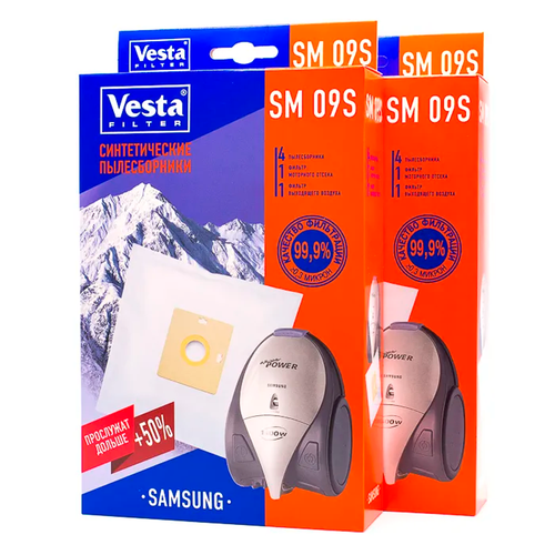 Пылесборники 2 упак (всего 8 шт и 4 фильтра) синтетические Vesta filter SM09S пылесборники 2 упак всего 10 шт бумажные vesta filter rw03