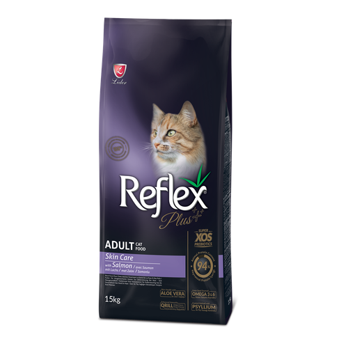 Reflex PLUS Adult Cat Food Skin Care Salmon для здоровой кожи с лососем, (1.5 кг)