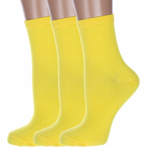 Носки HOBBY LINE, 3 пары, размер 36-40, желтый носки hobby line размер 36 40 желтый