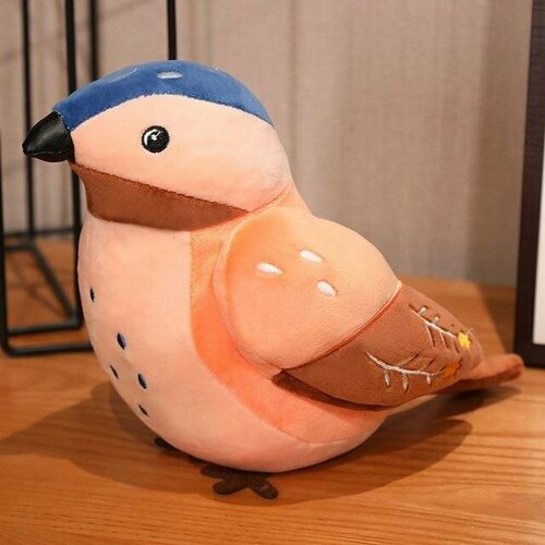 Мягкая игрушка птица Зяблик розово-коричневый 25 см