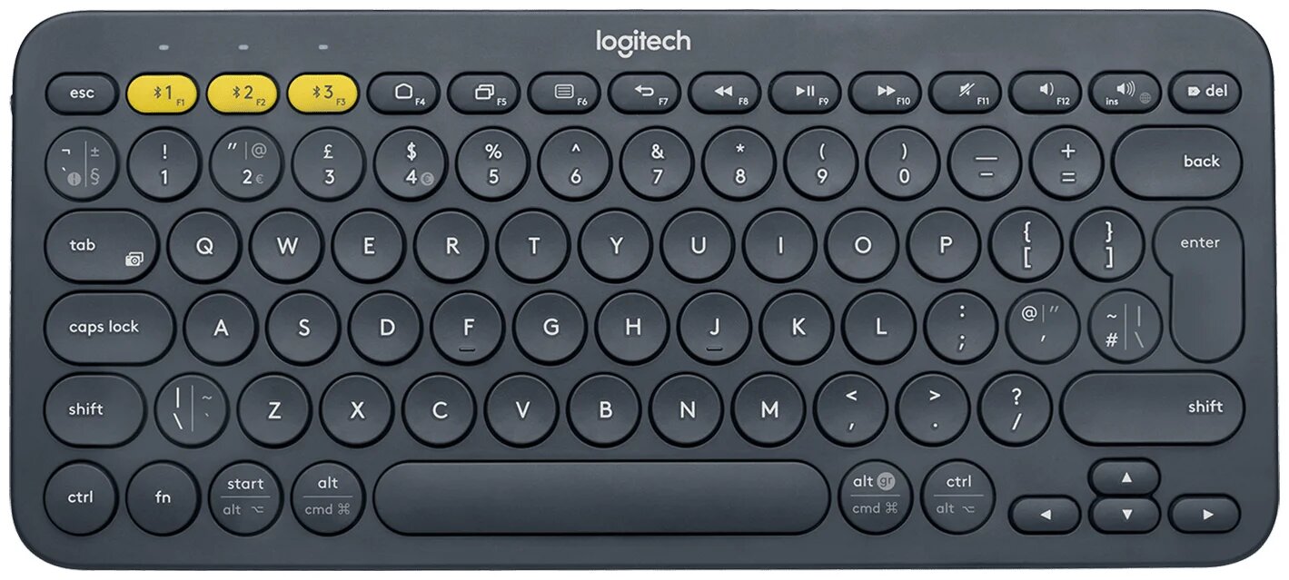 Клавиатура LOGITECH K380 Multi-Device Bluetooth Keyboard - DARK GREY - RUS, беспроводной