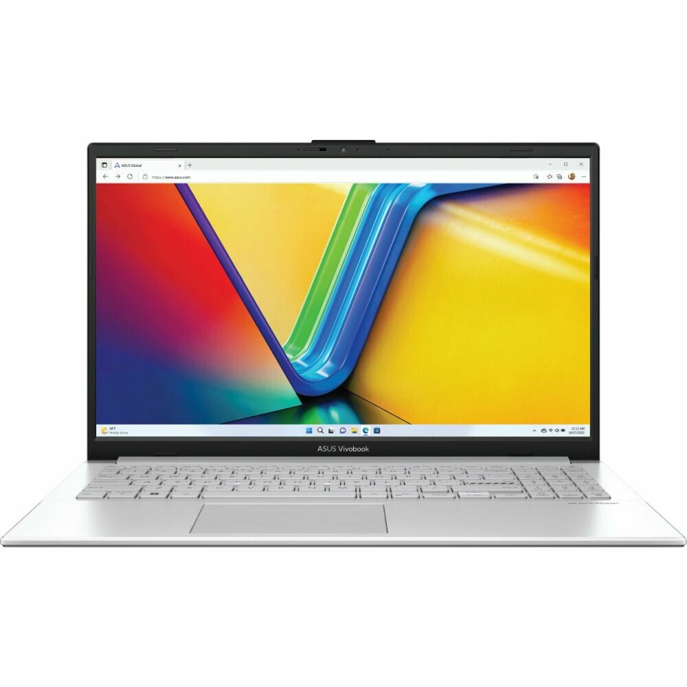 Ноутбук ASUS VivoBook Go 15 E1504GA-BQ527 15.6" (1920x1080) IPS/Intel N100/8GB DDR4/256GB eMMC/Intel UHD/Без ОС, серебристый (90NB0ZT1-M00VB0)