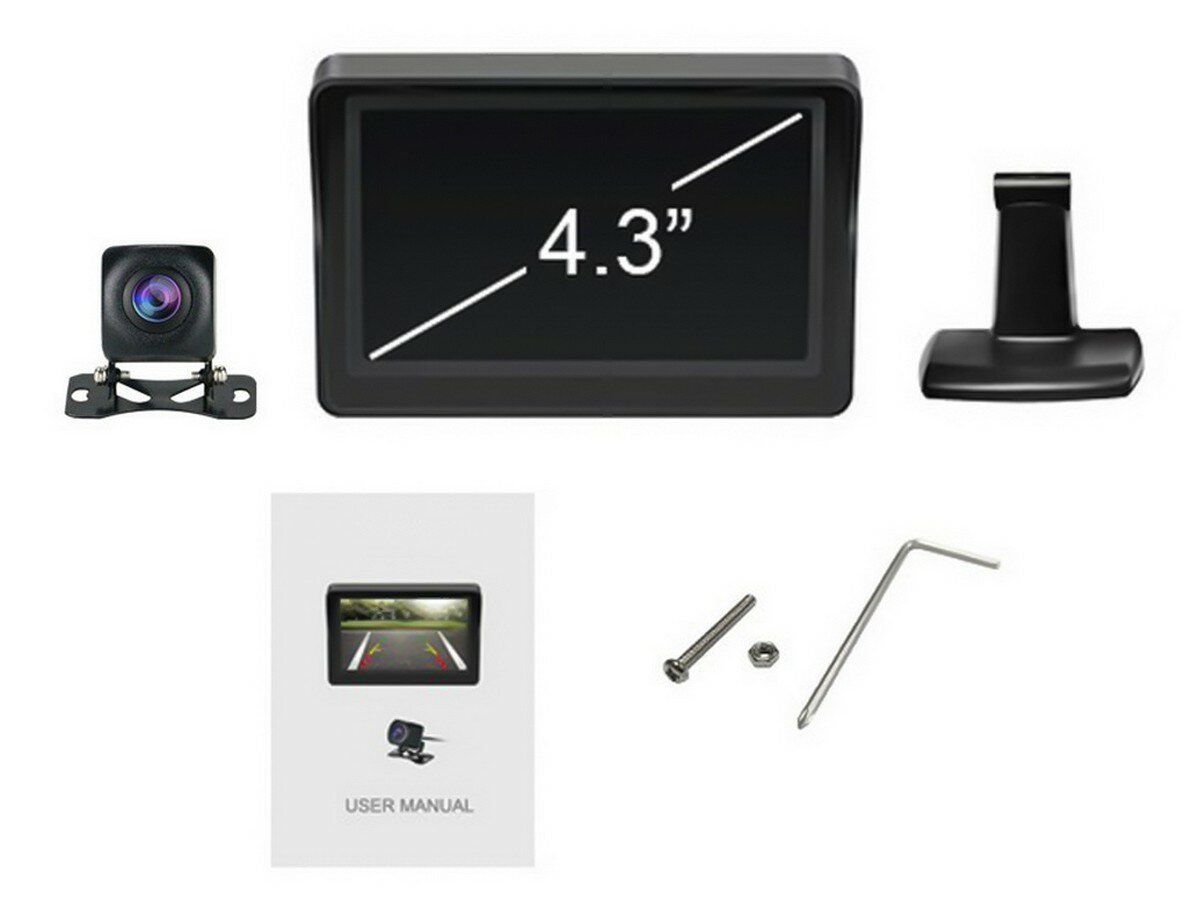 MasterPark 703-W - беспроводная камера заднего вида для автомобиля с монитором 4.3 дюйма (wifi камера заднего вида)