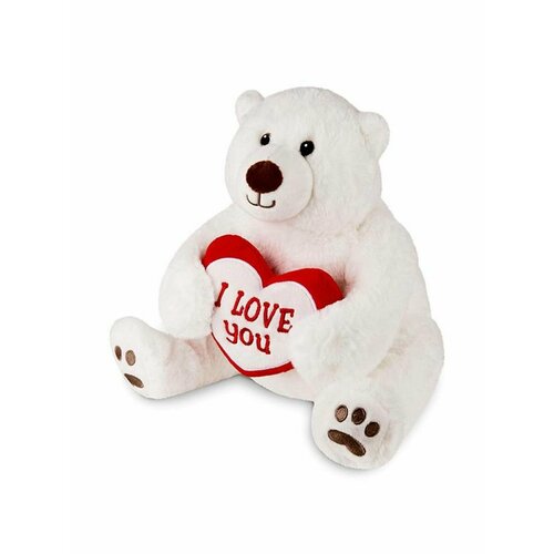 Мягкая игрушка Медведь белый с сердцем 23 см