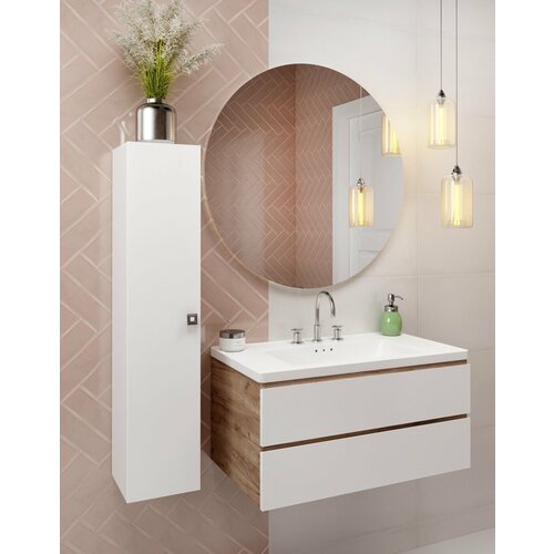 Шкафы для ванной комнаты, Гестия, пштвиола 1 дверь, белый, левая, 91,4*20*19