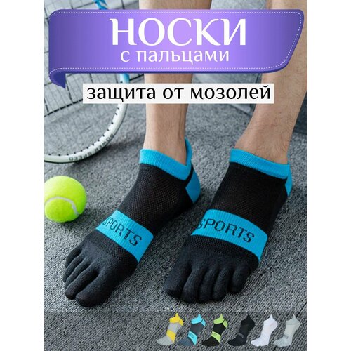 фото Носки , размер 39-44, черный, голубой нет