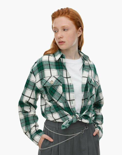 Рубашка Gloria Jeans, размер 11-12л/152 (38), зеленый, мультиколор