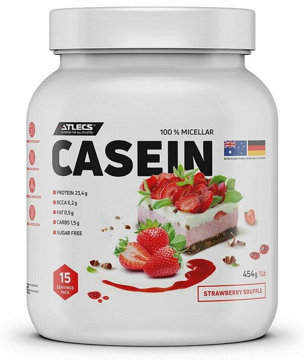 Atlecs Casein 454 g, (клубничное суфле)
