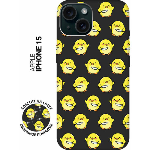 фото Силиконовый чехол на apple iphone 15 / эпл айфон 15 с рисунком "chick with knife" soft touch черный slvgo