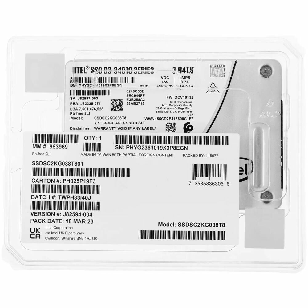 SSD накопитель INTEL DC D3-S4610 3.8Тб, 2.5", SATA III - фото №15