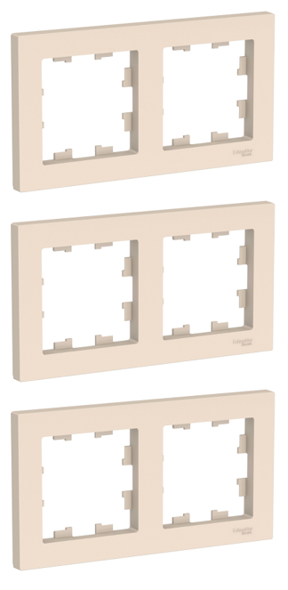 Рамка 2-постовая, универсальная, Schneider Electric/Systeme Electric AtlasDesign, бежевый(глянцевый) ATN000202(комплект 3 шт.)