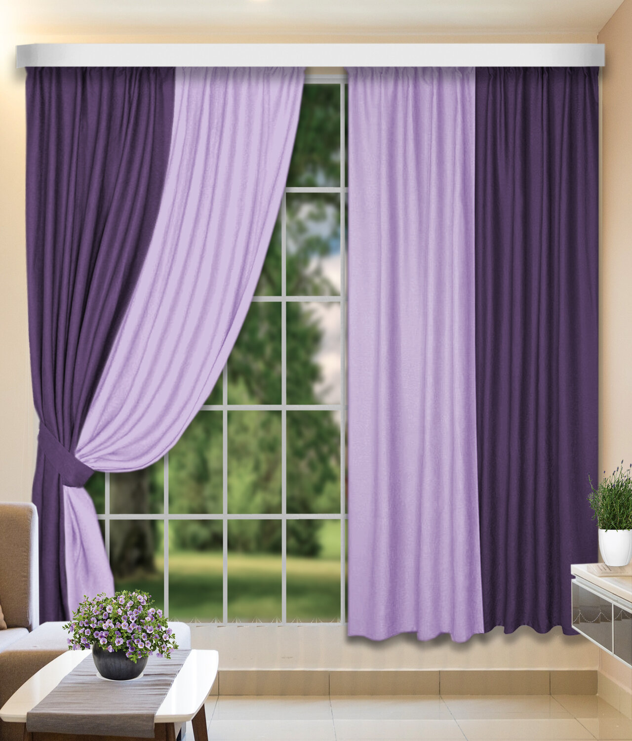 КаСЛ Классические шторы Sharmaine цвет: фиолетовый, сиреневый (160х250 см - 2 шт)