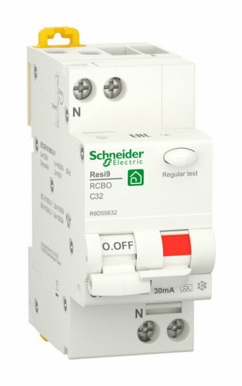 R9D55632 Дифференциальный автоматический выключатель Schneider Electric Resi9 1П+N 32А 30мА тип A 6кА C