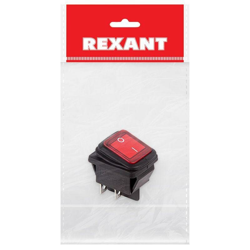 Выключатель одноклавишный красный с подсветкой Rexant
