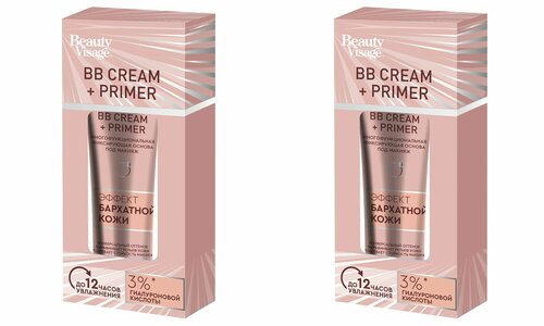 Beauty Visage Основа под макияж BB cream + Primer, Многофункциональная фиксирующая, 30 мл, 2 штуки