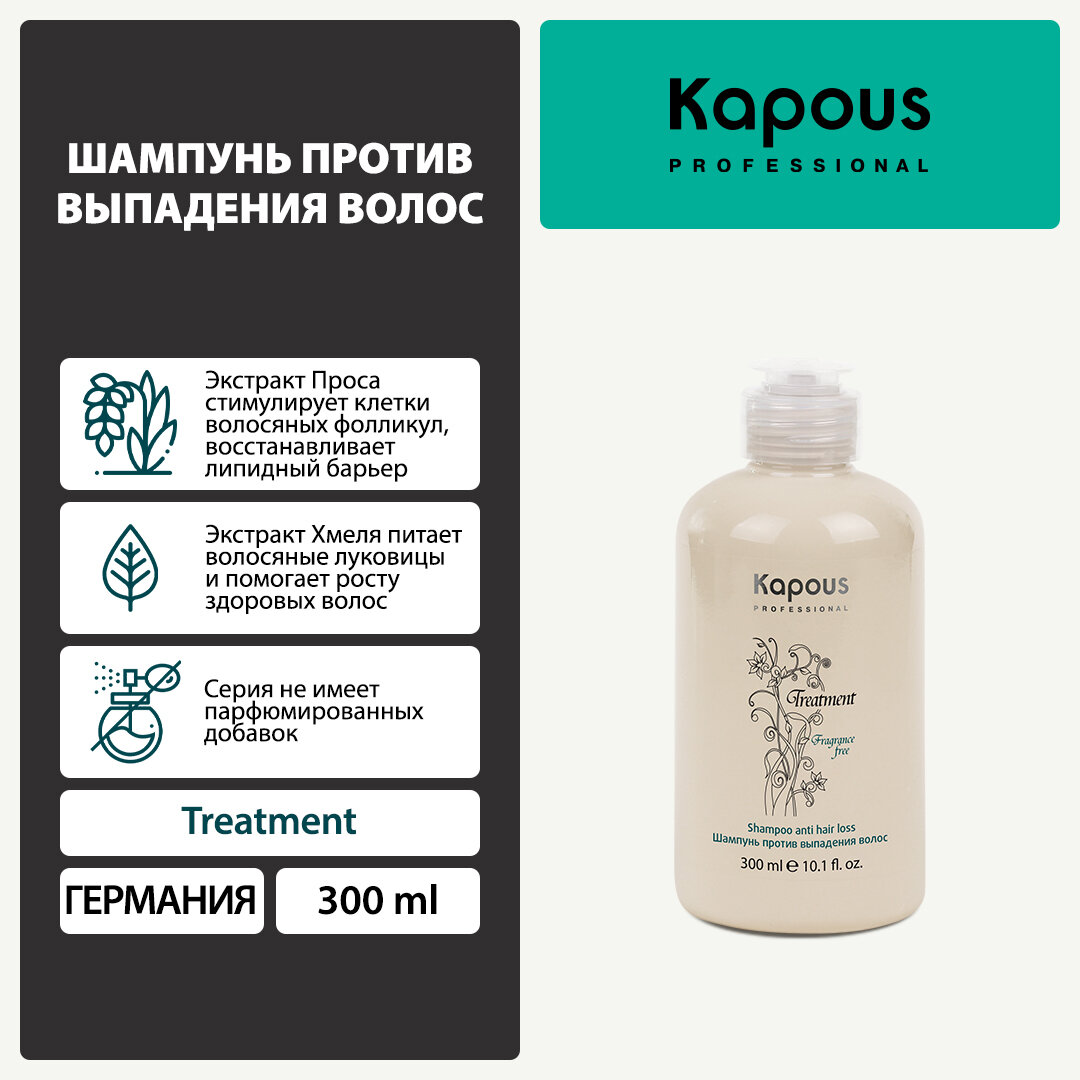 фото Шампунь против выпадения волос серии "Treatment" 300 мл. Kapous